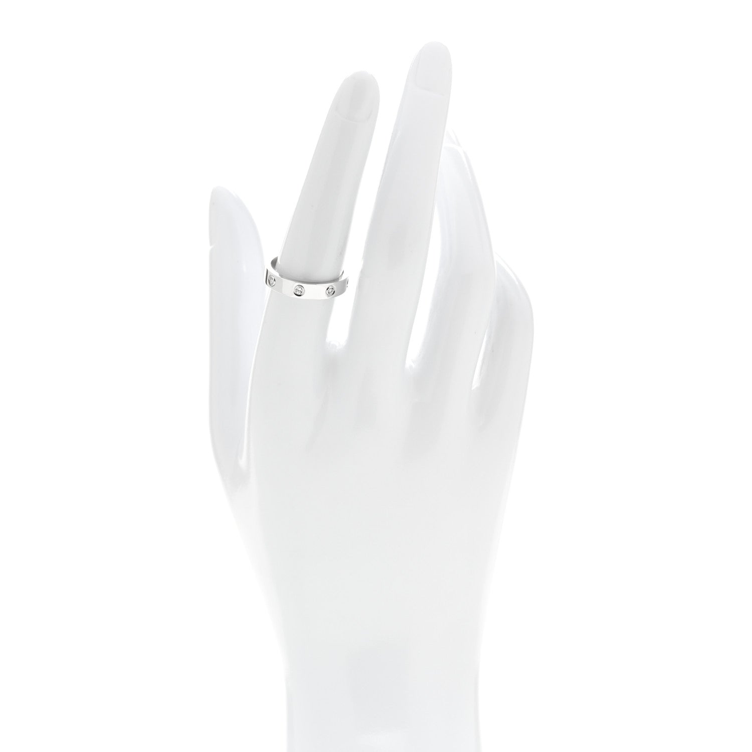 Cartier 18K White Gold 8 Diamond 4mm LOVE Wedding Band Ring 54 6.75 2 of 4