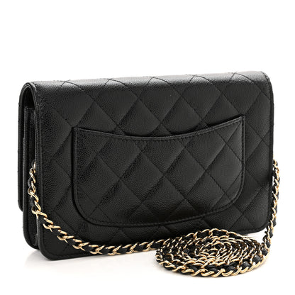 Chanel Caviar Quilted Crystal Enamel CC Wallet On Chain WOC Black 3 of 12