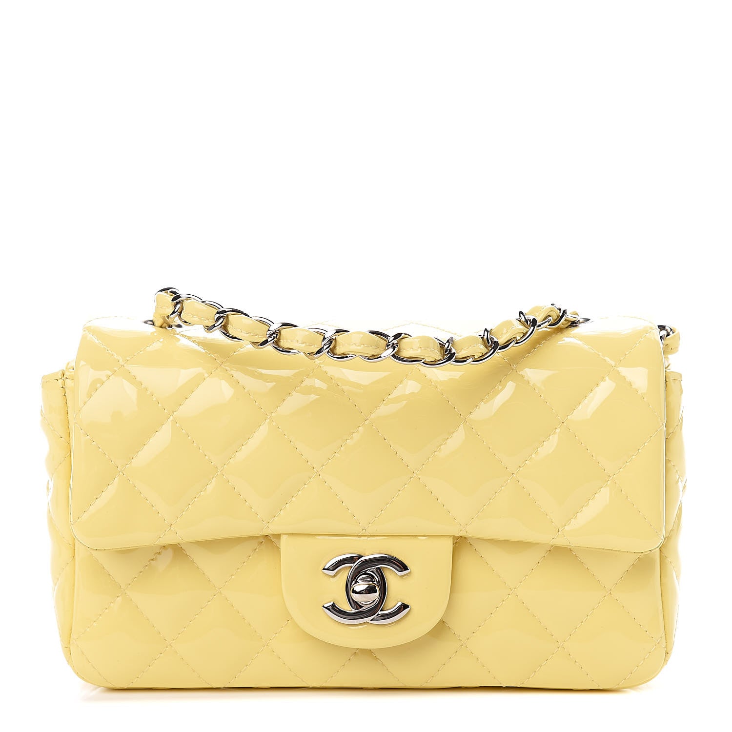 Chanel Patent Quilted Mini Rectangular Flap Yellow 1 of 11