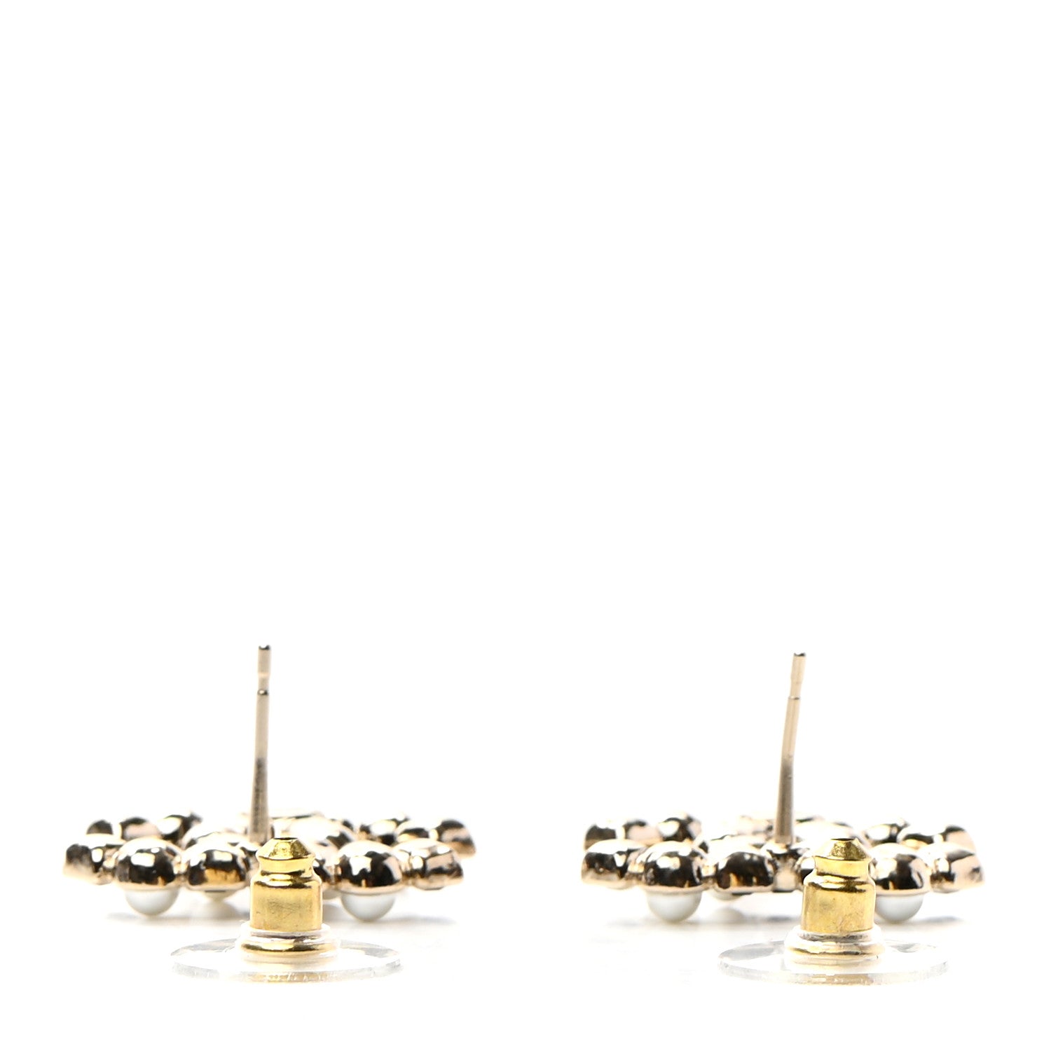 Chanel Pearl Crystal CC Earrings Gold Black 3 of 4