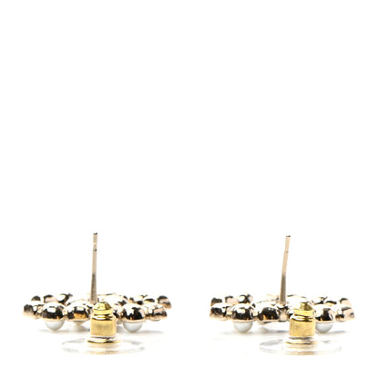 Chanel Pearl Crystal CC Earrings Gold Black 3 of 4