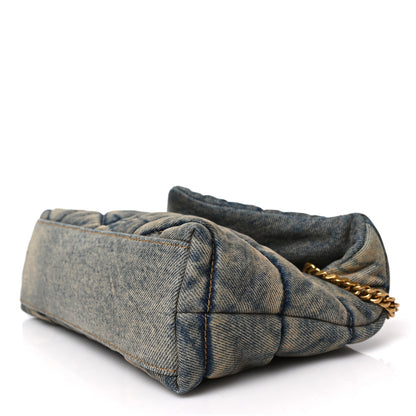 Saint Laurent Denim Quilted Toy Loulou Puffer Monogram Chain Satchel Blue Cinnamon 8 of 9