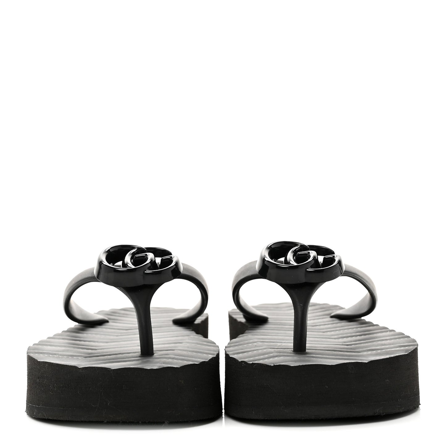Rubber Chevron Womens GG Thong Sandals 35 Black