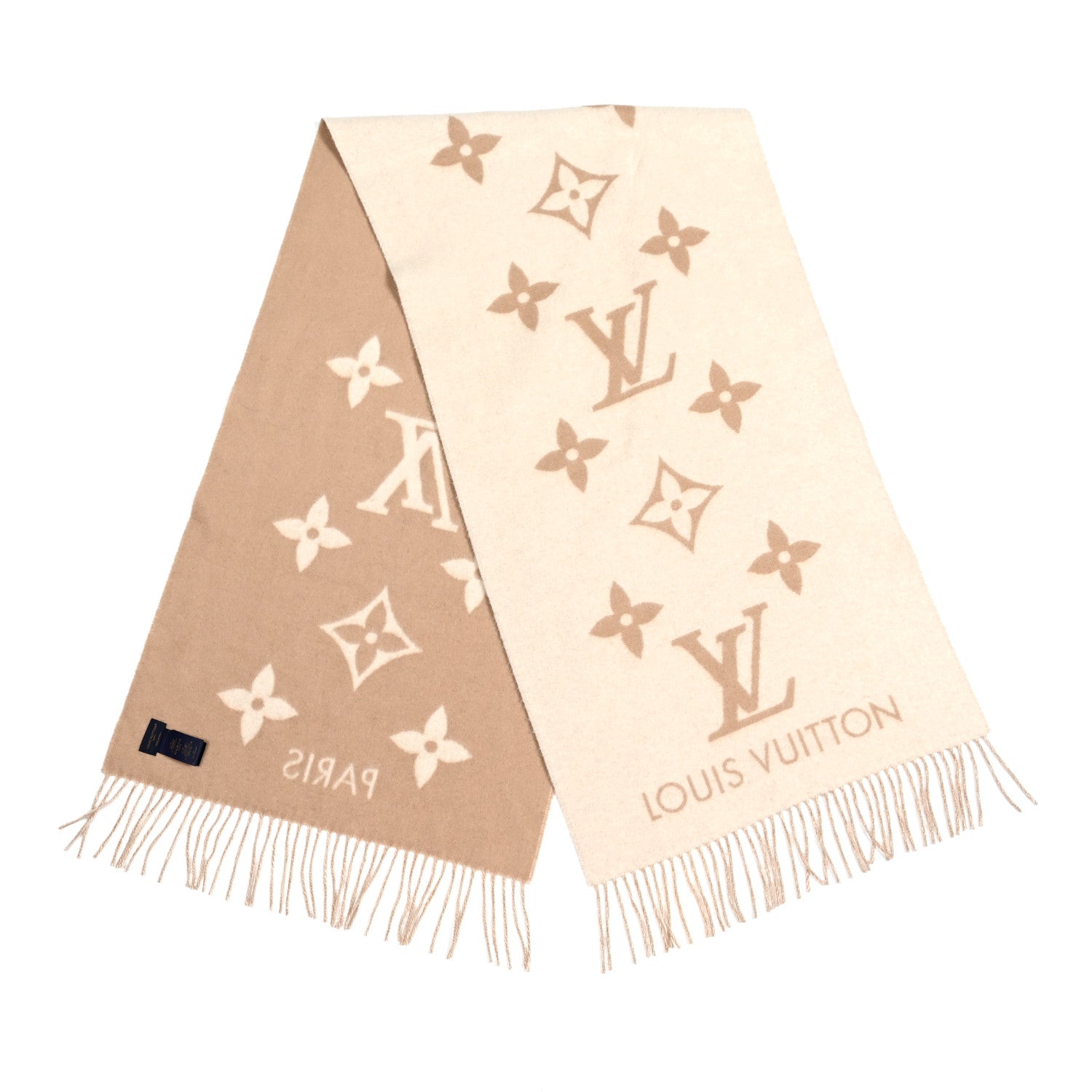 Louis Vuitton Wool Cashmere Monogram Daily LV Scarf Beige White 2 of 3