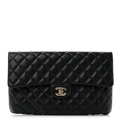 Chanel Lambskin Quilted Flap Clutch Black 1 of 9