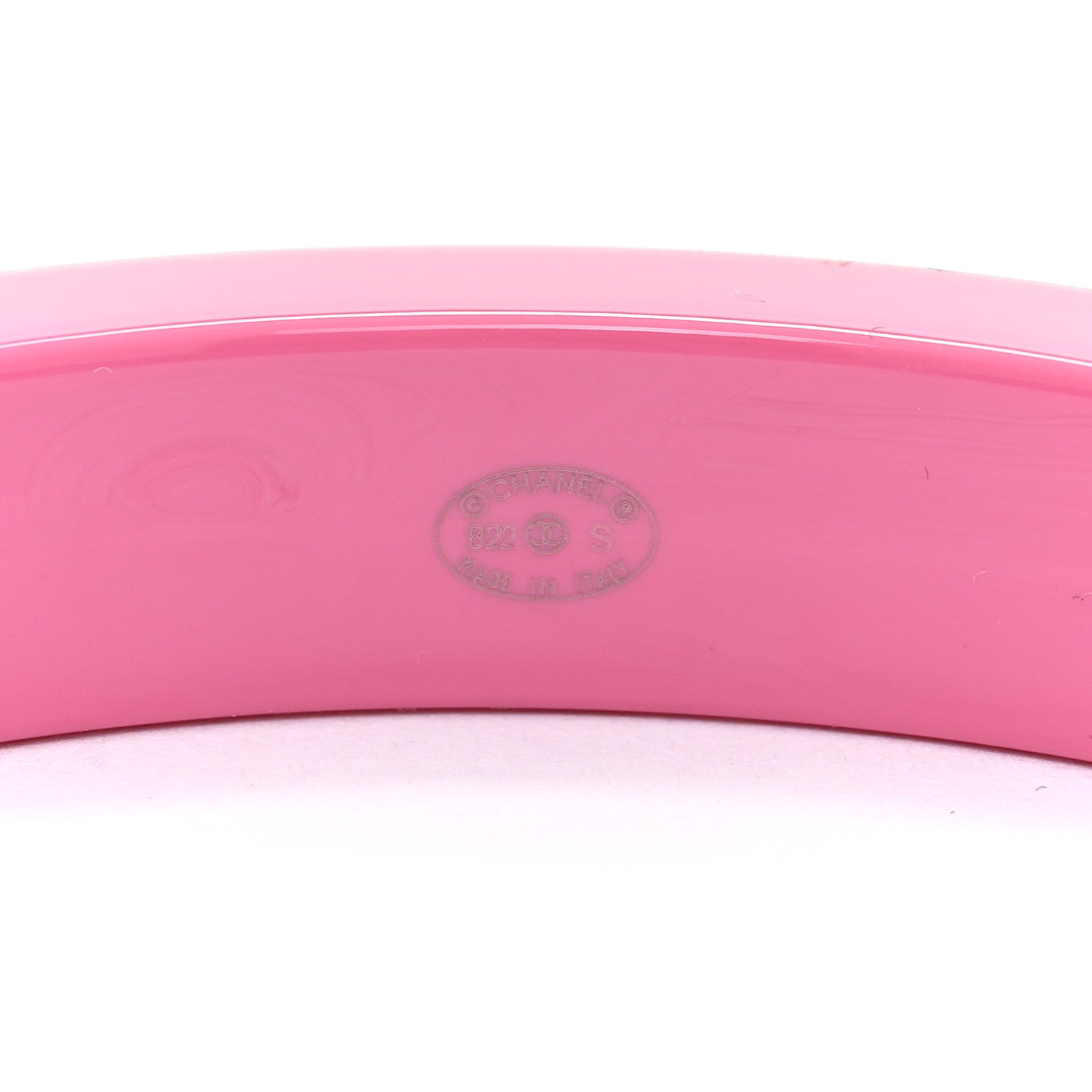 Chanel Resin Logo Bangle Bracelet Pink Black 4 of 5