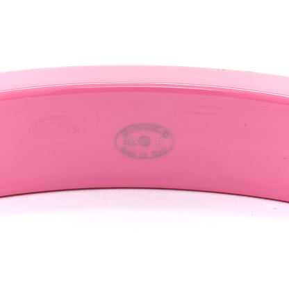 Chanel Resin Logo Bangle Bracelet Pink Black 4 of 5