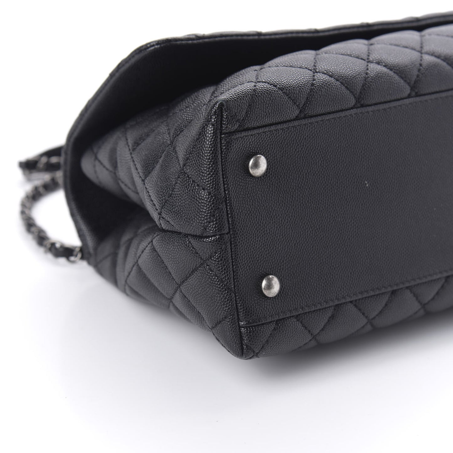 Caviar Quilted Small Coco Handle Flap Black