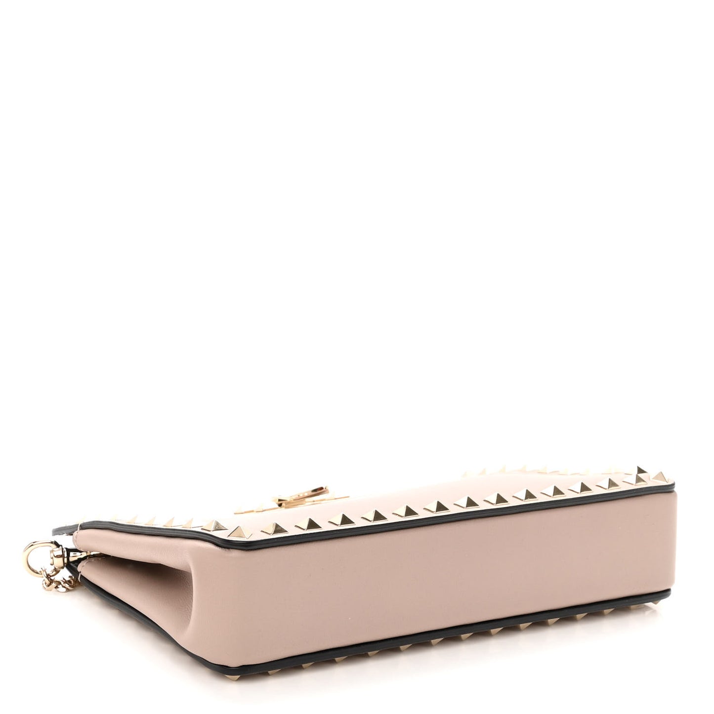 Vitello Rockstud Chain Clutch Poudre