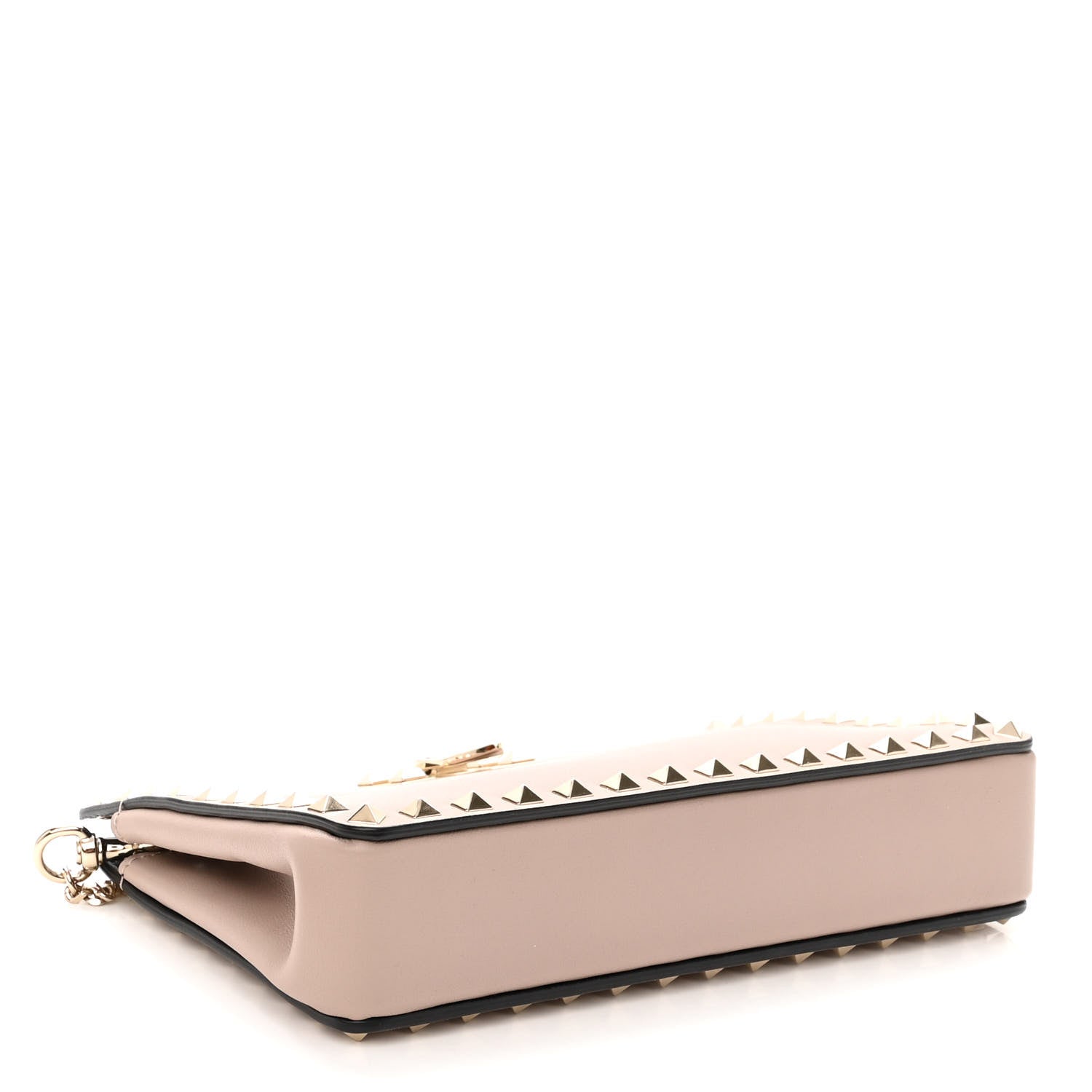 Valentino Garavani Vitello Rockstud Chain Clutch Poudre 4 of 9
