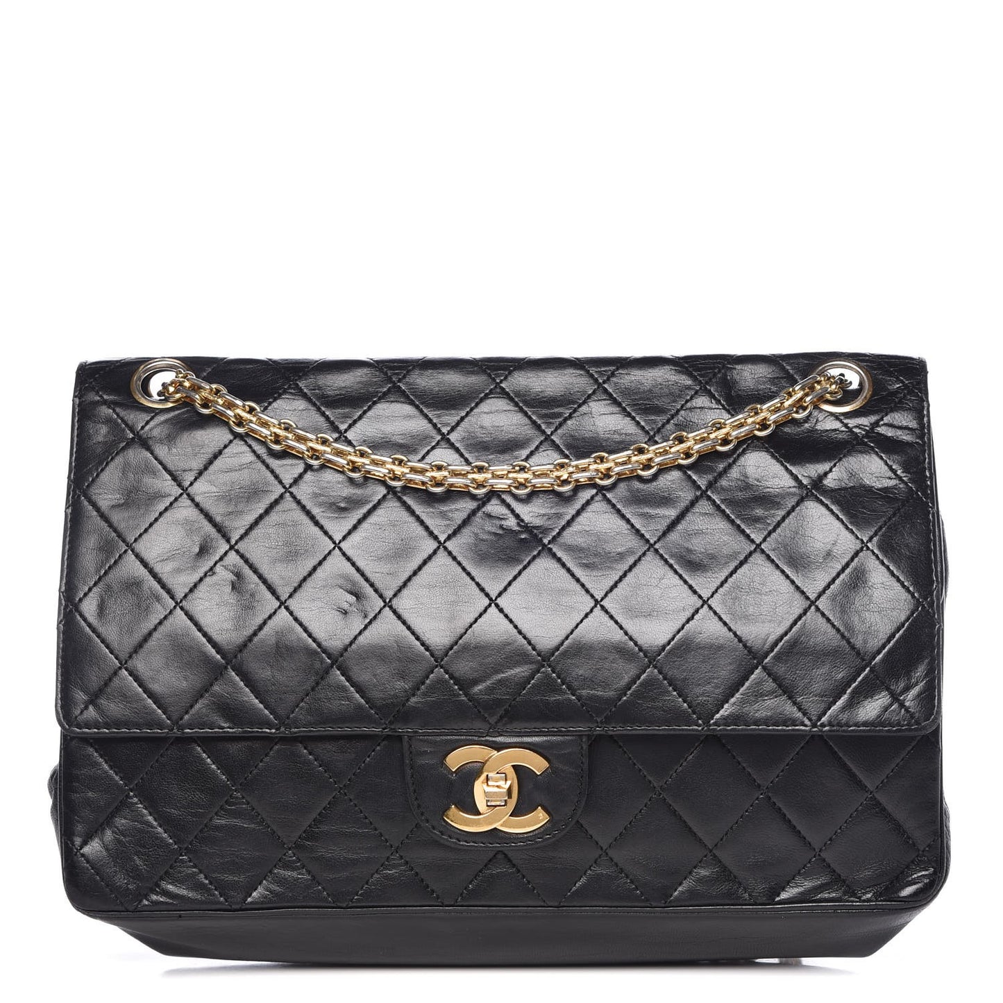 Lambskin Quilted Medium Double Flap Bijoux Chain Black