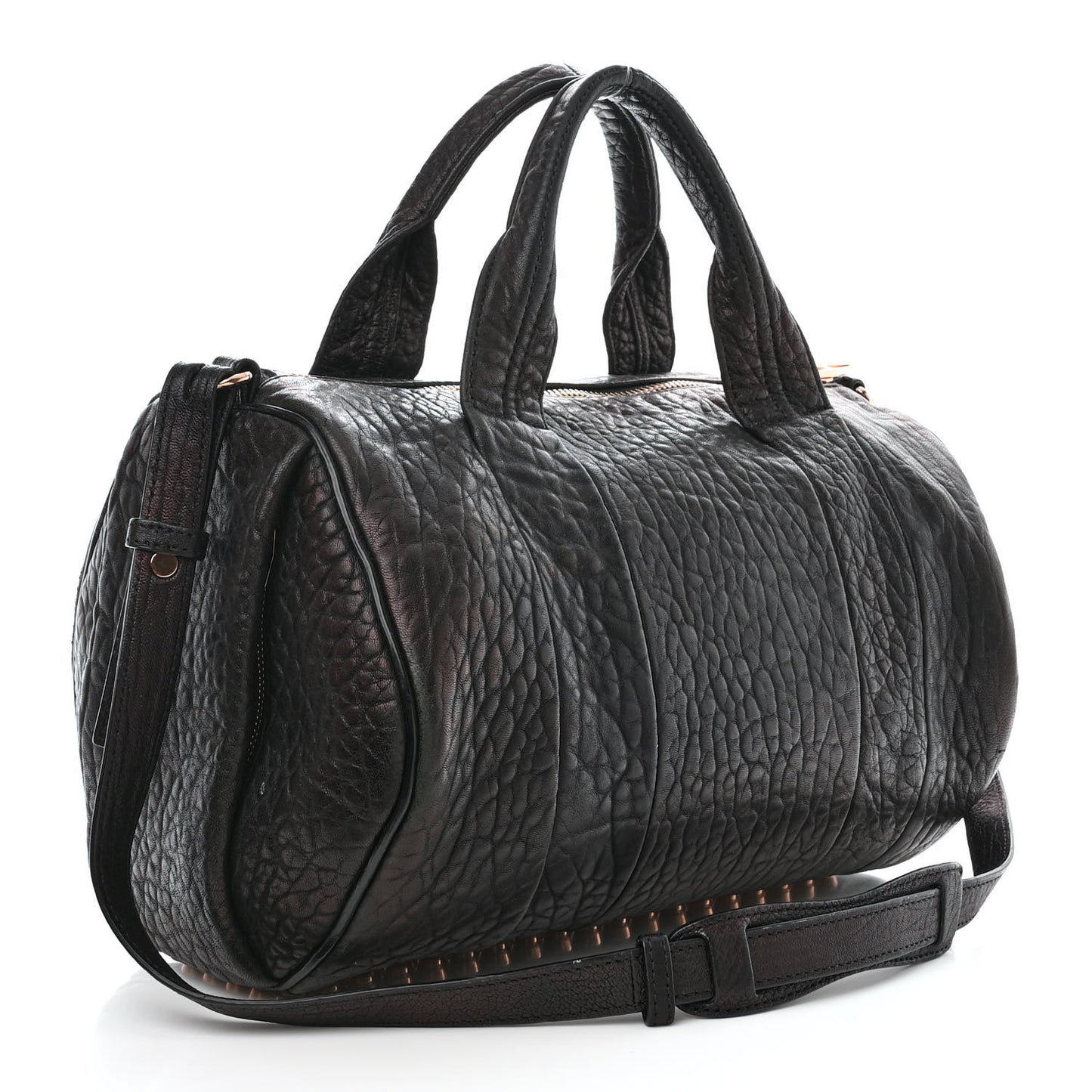 Pebbled Lambskin Rocco Black Rose Gold Hardware