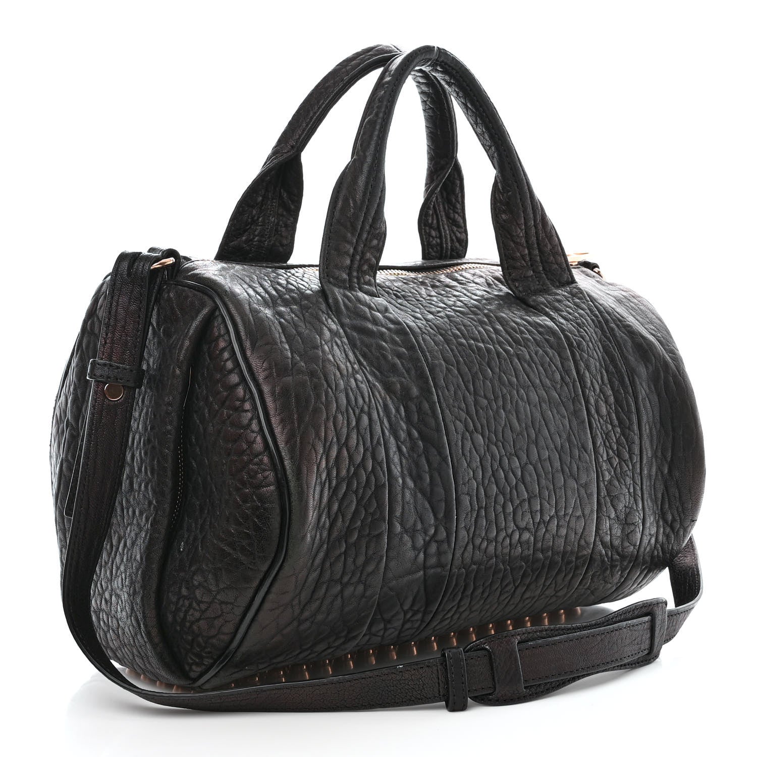 Alexander Wang Pebbled Lambskin Rocco Black Rose Gold Hardware 3 of 9