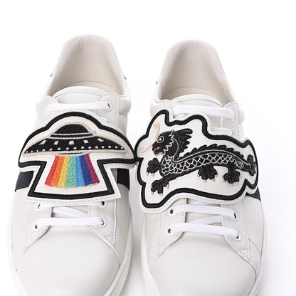 Gucci Calfskin Ayers Web UFO Dragon Embroidered Mens Ace Sneakers 7.5 White 3 of 11