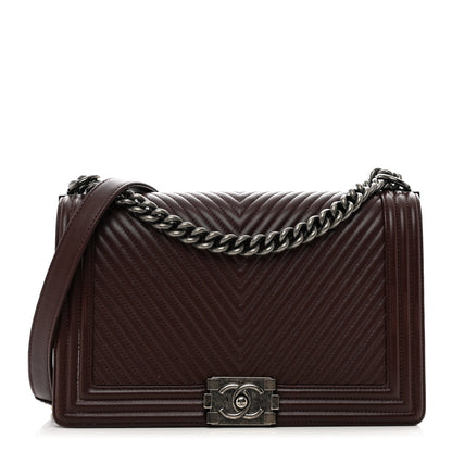 Chanel Calfskin Chevron Quilted New Medium Boy Flap Burgundy 1 of 13