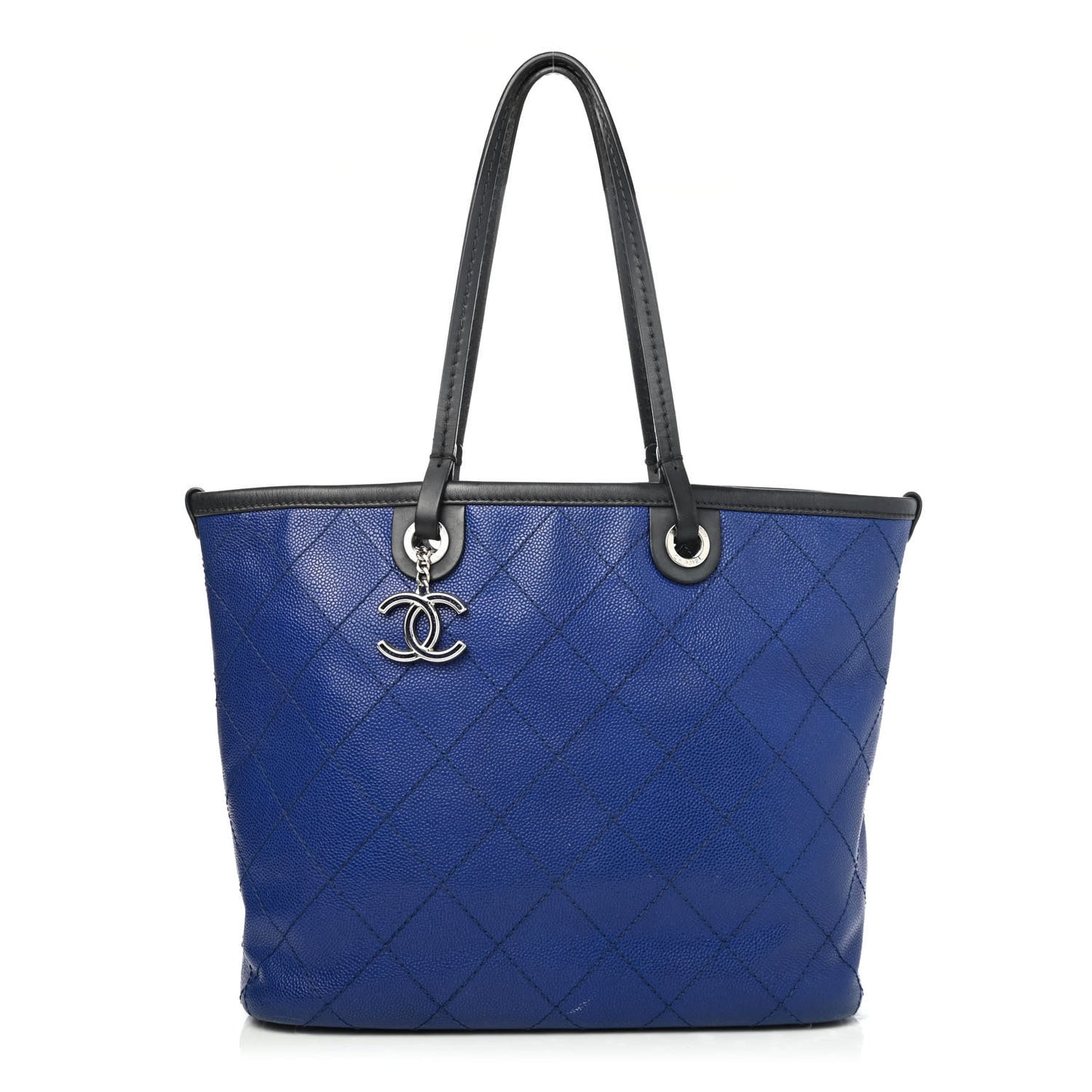 Grained Calfskin Shopping Fever Tote Blue