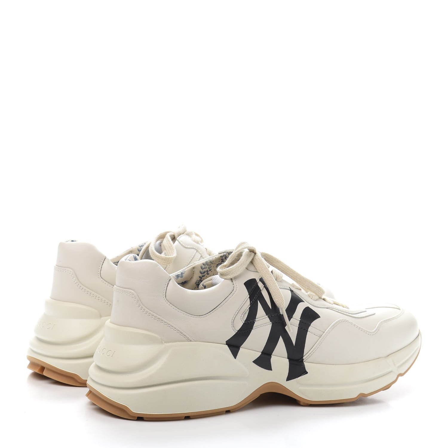 Gucci X MLB Calfskin NY Yankees Mens Rhyton Sneakers 9 Mystic White 4 of 10