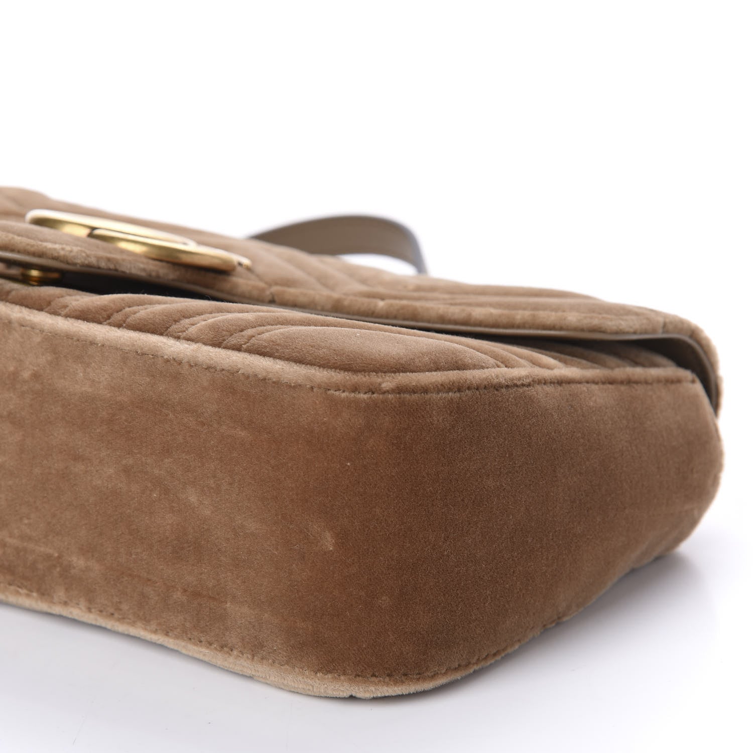 Gucci Velvet Matelasse Small GG Marmont Shoulder Bag Taupe 7 of 10