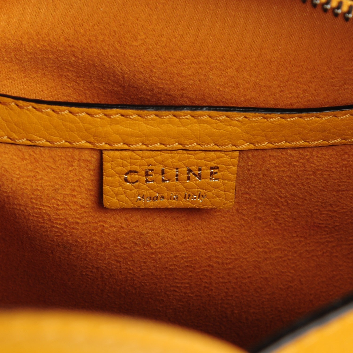 Celine Drummed Calfskin Nano Luggage Ocre 6 of 8