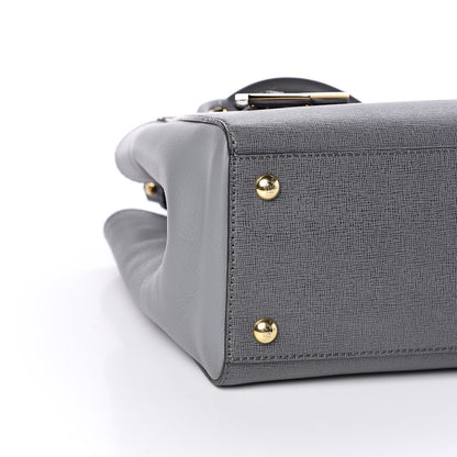 Fendi Vitello Elite Petite 2Jours Tote Grigio Grigio Chiaro 8 of 10