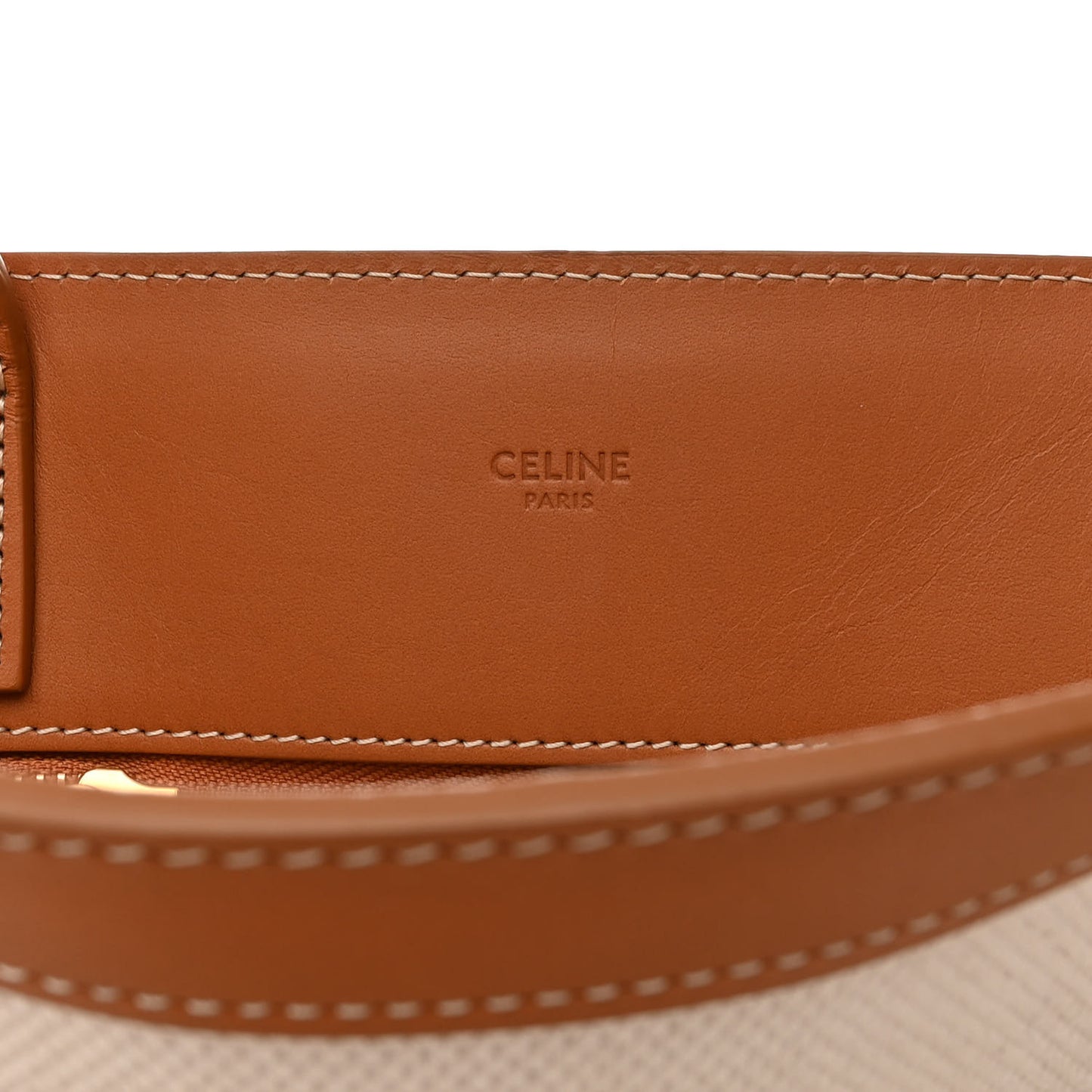 Canvas Calfskin Logo Print Vertical Cabas Natural Tan