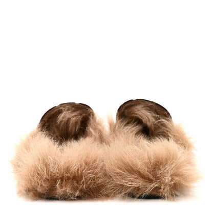 Gucci Velvet GG Monogram Fur Womens Princetown Slippers 38 Brown Black Natural 6 of 10