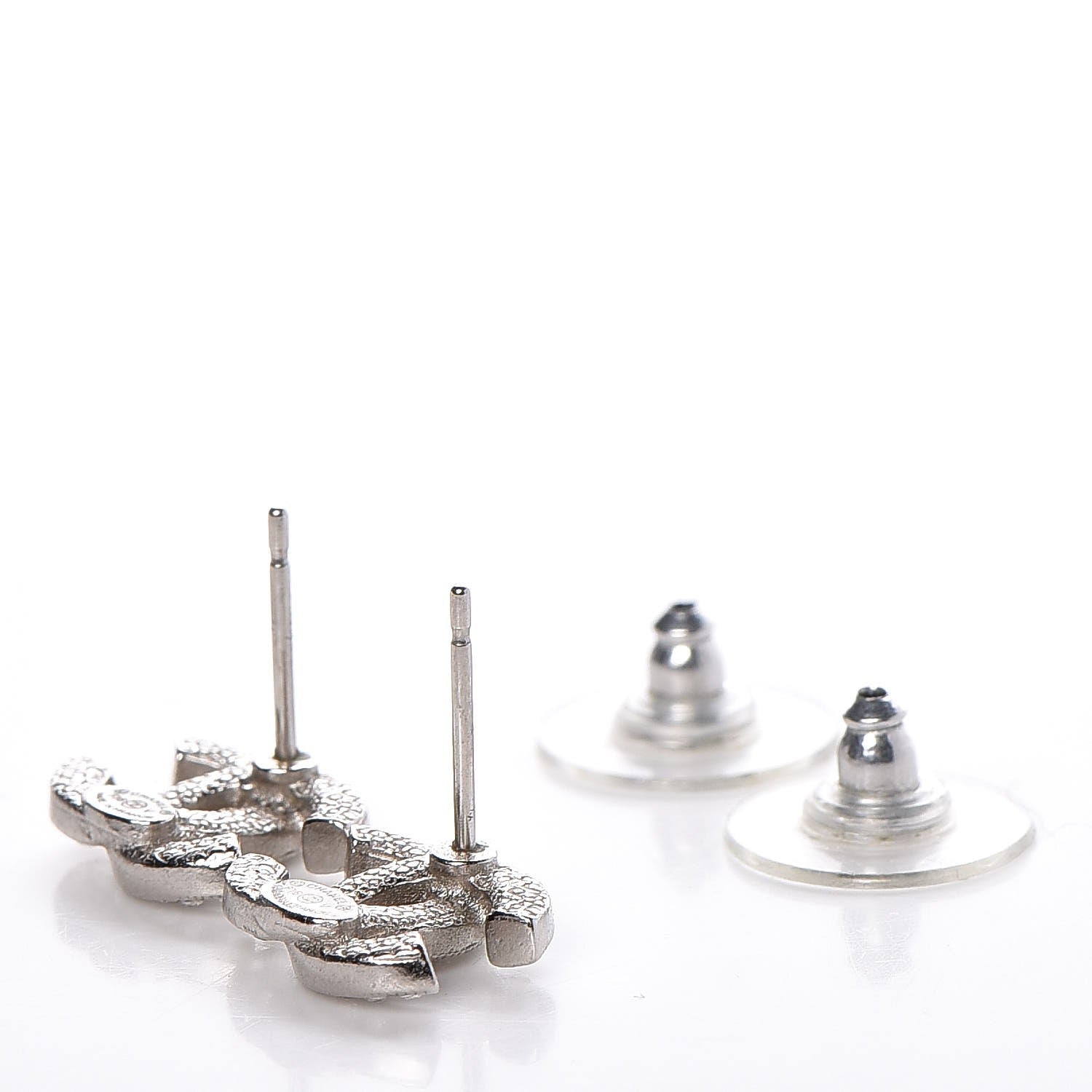 Chanel Crystal CC Earrings Silver 4 of 4