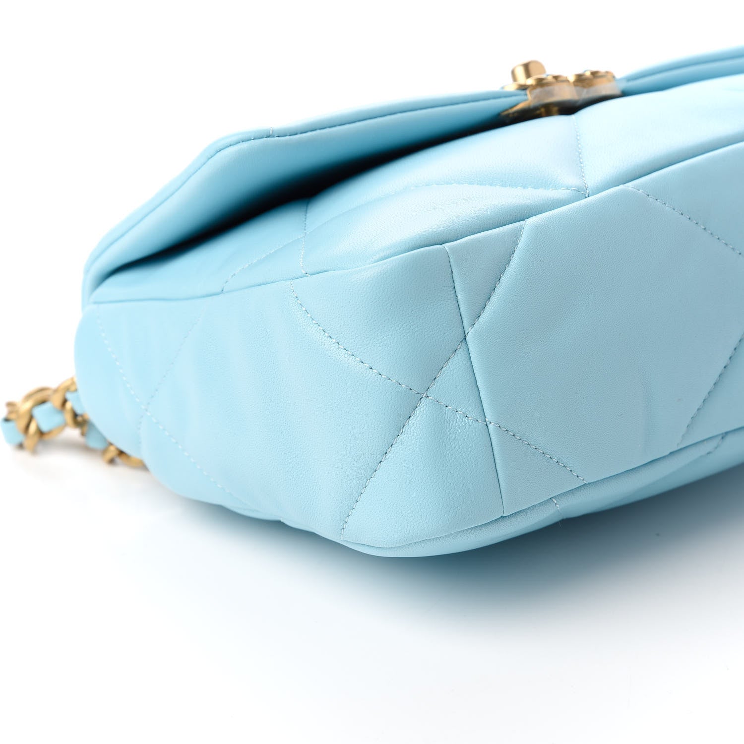 Chanel Shiny Lambskin Quilted Medium Chanel 19 Flap Neon Blue 6 of 11