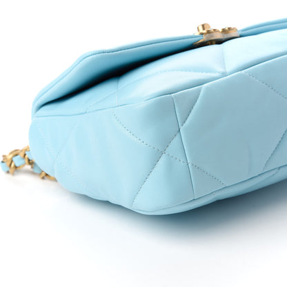 Chanel Shiny Lambskin Quilted Medium Chanel 19 Flap Neon Blue 6 of 11