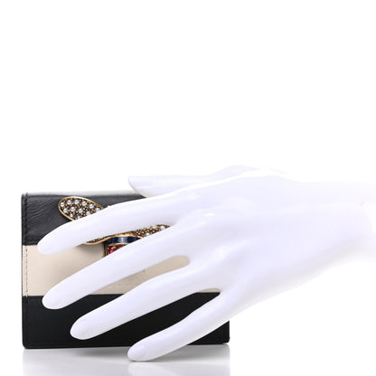 Gucci Calfskin Queen Margaret Card Case Wallet Black Mystic White 2 of 9