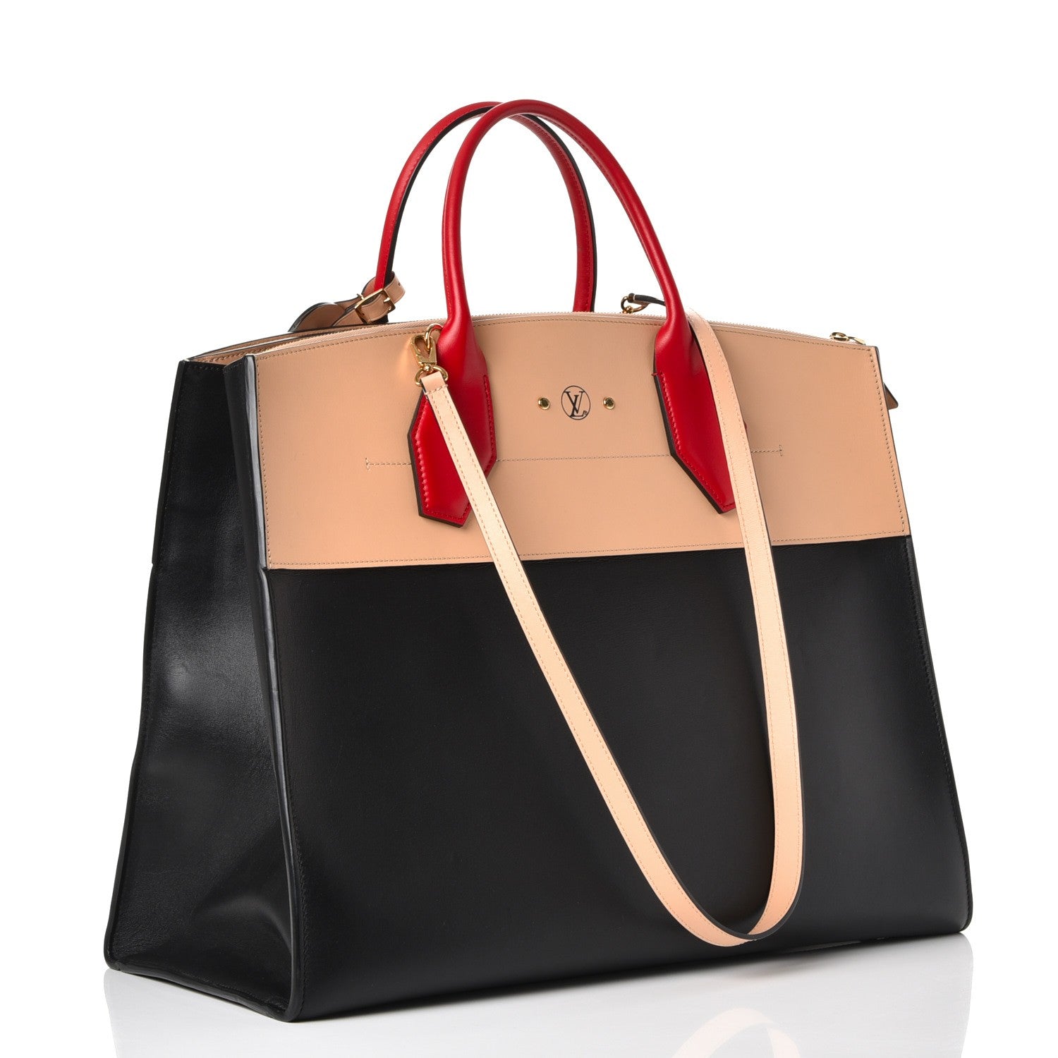 Louis Vuitton Calfskin City Steamer XL Black Creme Bourgogne 4 of 9