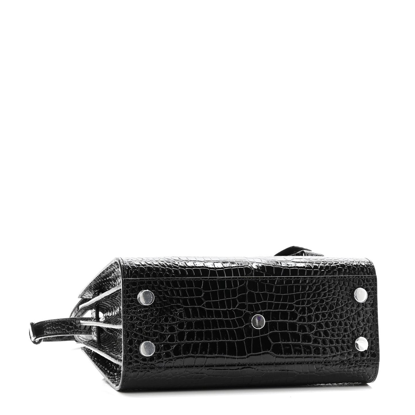 Calfskin Crocodile Embossed Nano Sac De Jour Black