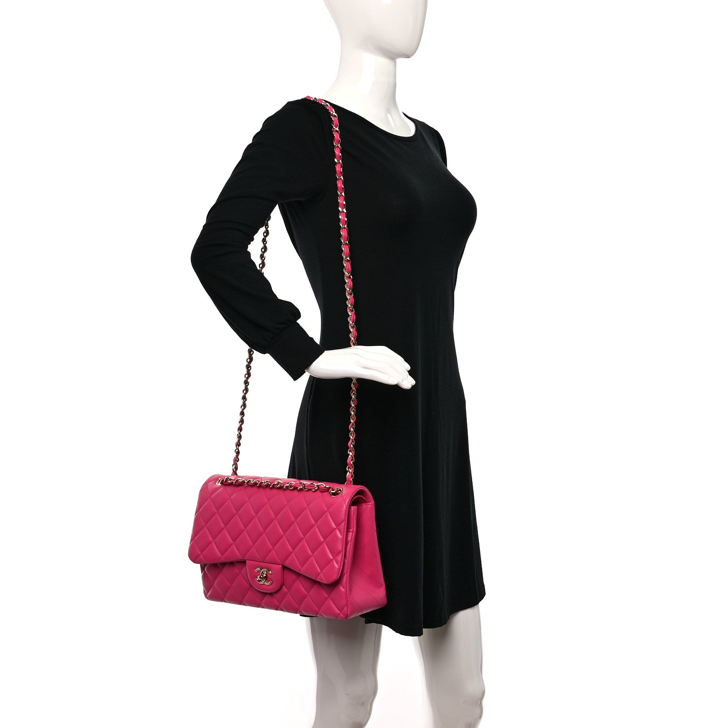 Chanel Lambskin Quilted Jumbo Double Flap Dark Pink 2 of 12