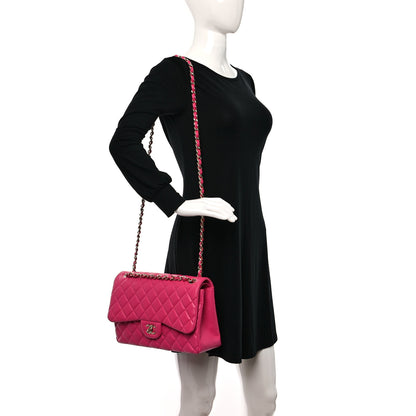 Chanel Lambskin Quilted Jumbo Double Flap Dark Pink 2 of 12