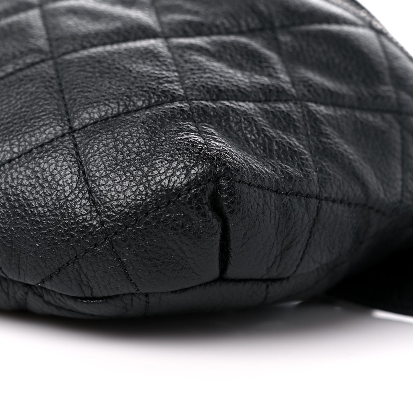 Grained Calfskin Quilted Waist Belt Bag Black