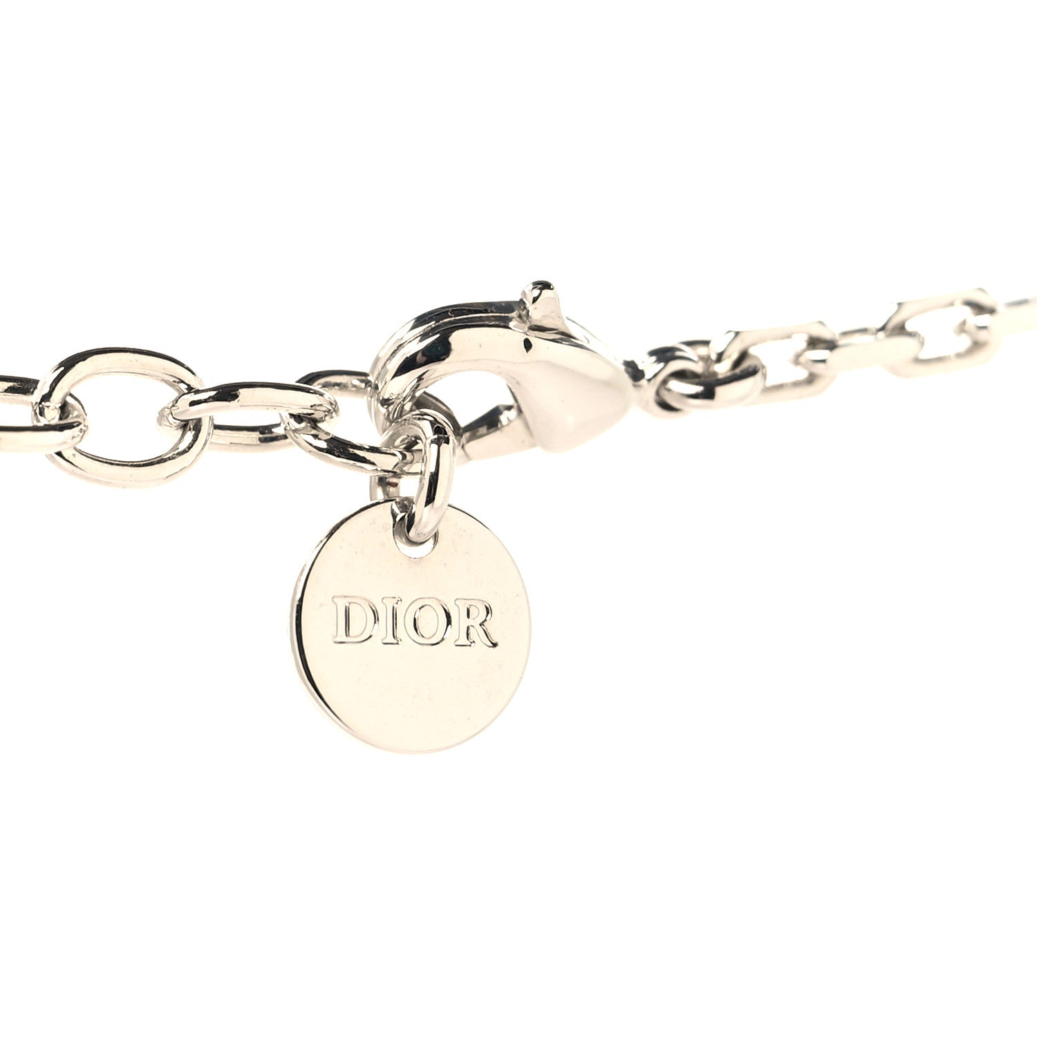 Christian Dior Crystal Petit CD Lucky Charms Necklace Silver 4 of 5