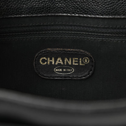 Chanel Caviar Embroidered Logo Shoulder Bag Black 9 of 12