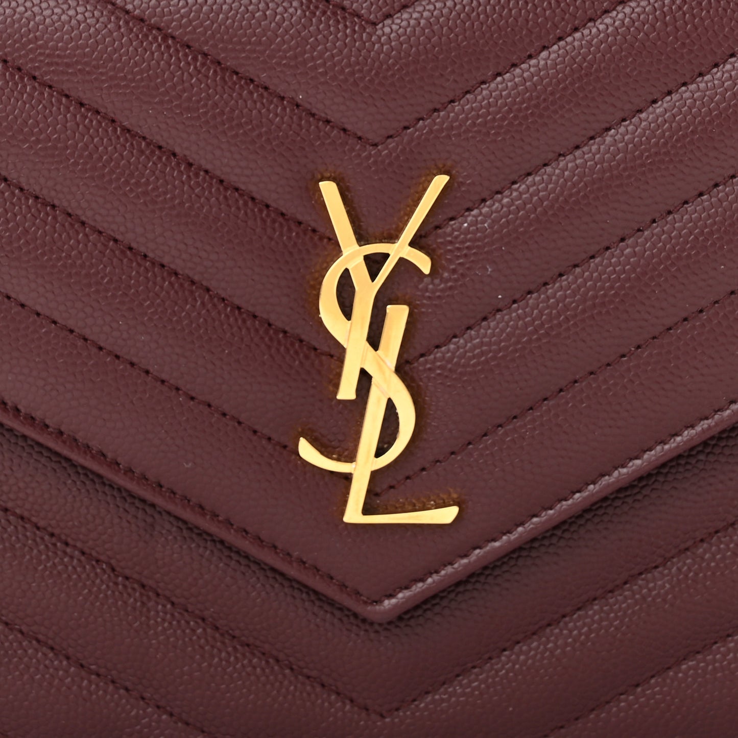 Grain De Poudre Matelasse Chevron Monogram Envelope Chain Wallet Rouge Legion