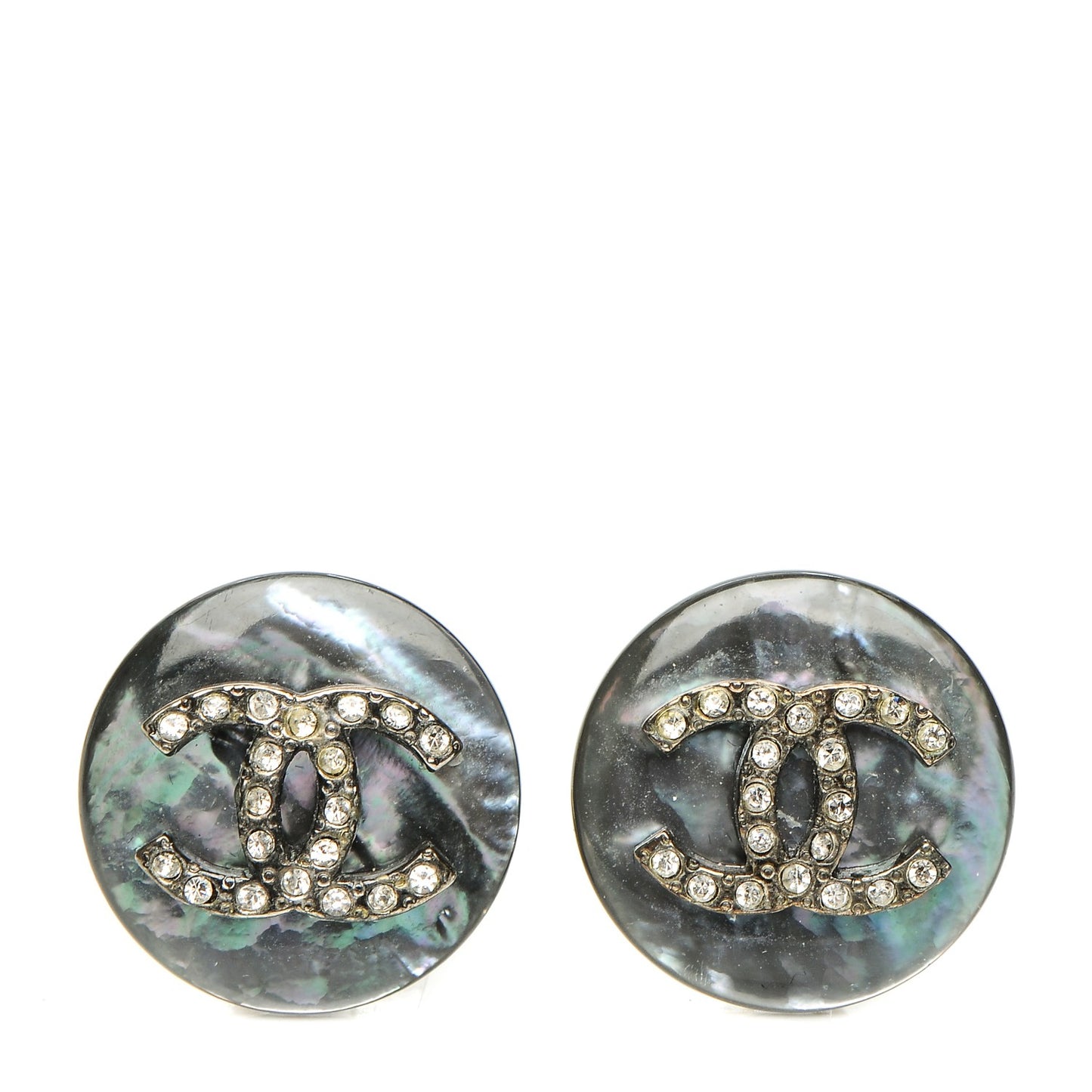 Mother of Pearl Crystal CC Earrings