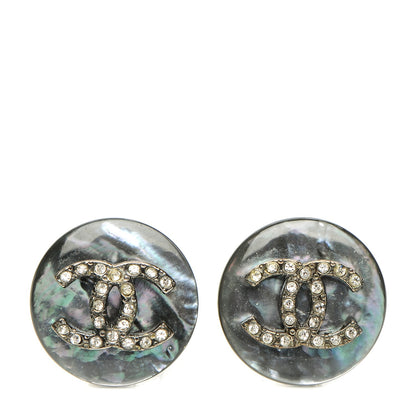 Chanel Mother of Pearl Crystal CC Earrings 1 of 4