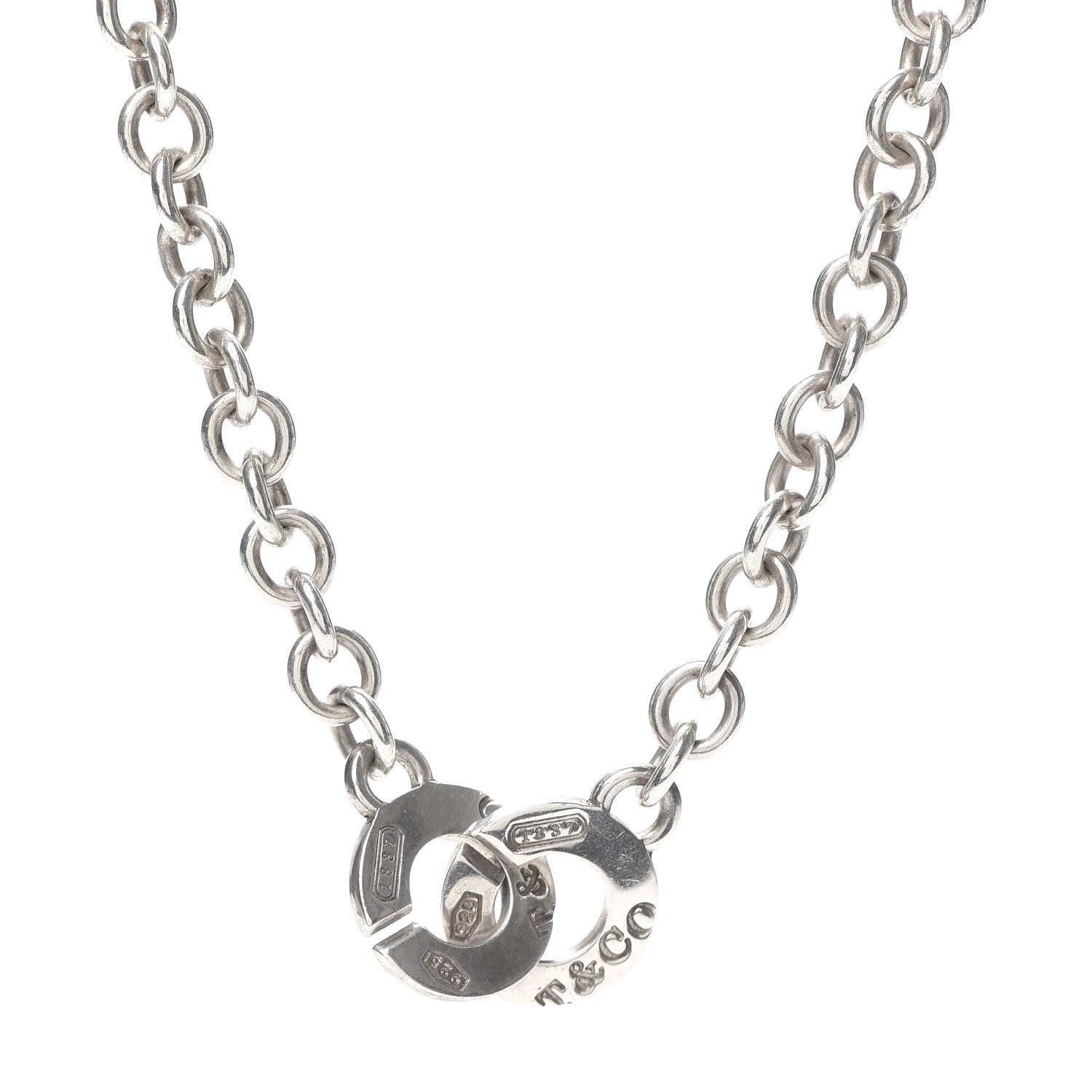 Tiffany Sterling Silver 1837 Circle Clasp Necklace 1 of 4