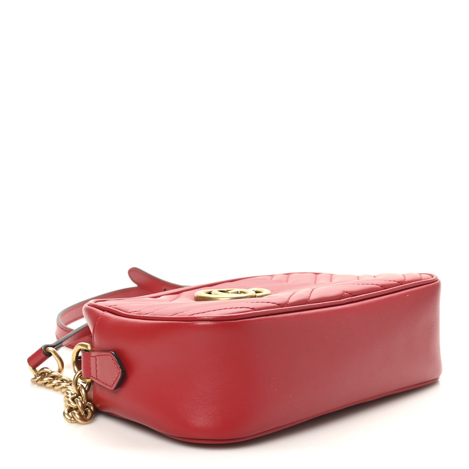 Gucci Calfskin Matelasse Small GG Marmont Chain Shoulder Bag Hibiscus Red 4 of 11