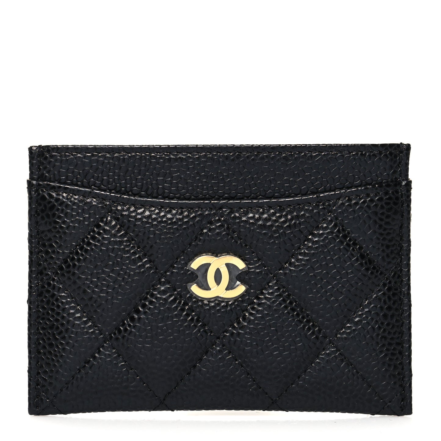 Caviar Quilted Card Holder Black