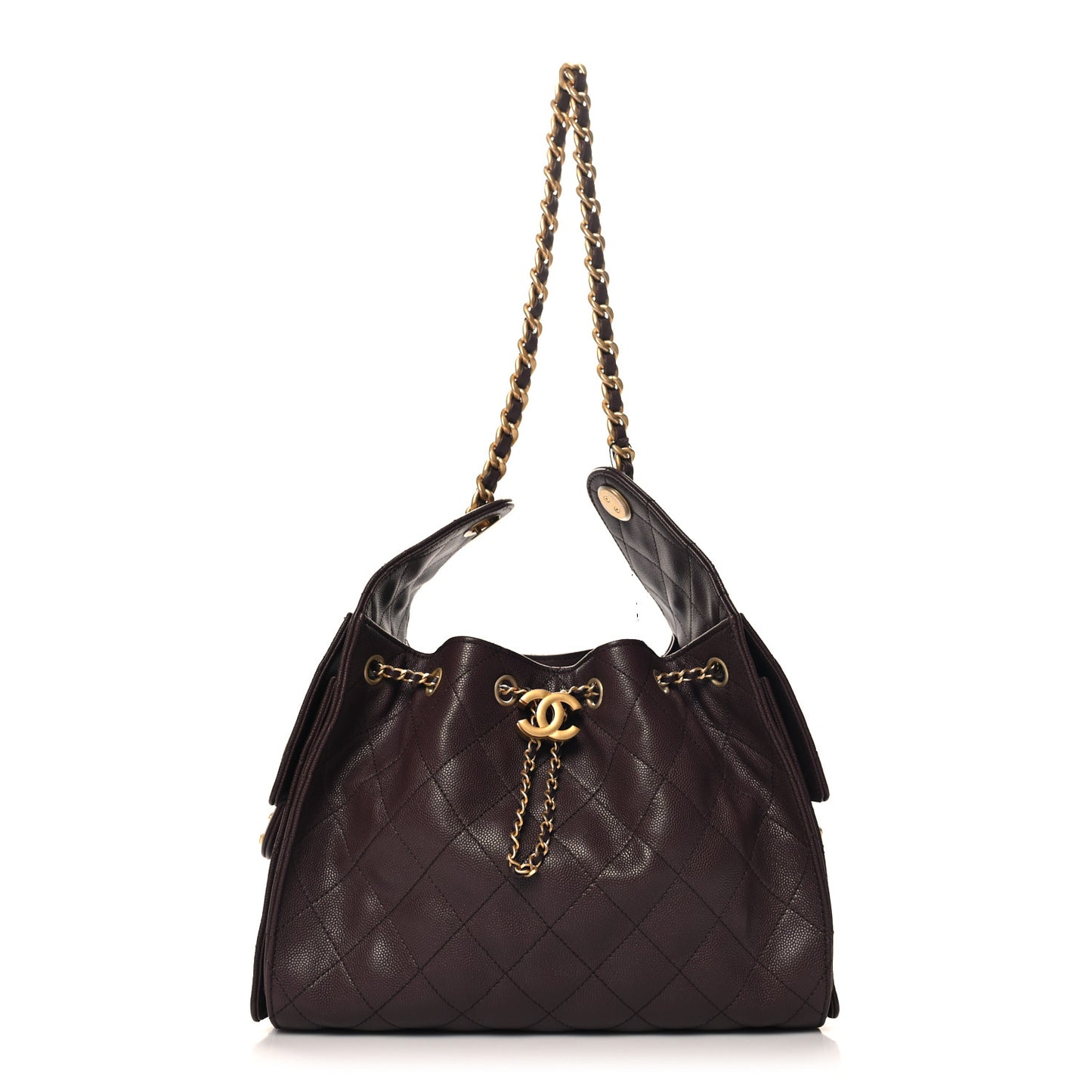 Caviar Quilted Small Chanel 25 Handbag Dark Brown