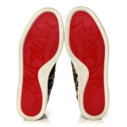 Christian Louboutin Velvet Floral Bip Bip Orlato High Top Flat Sneakers 37.5 Beige 5 of 12