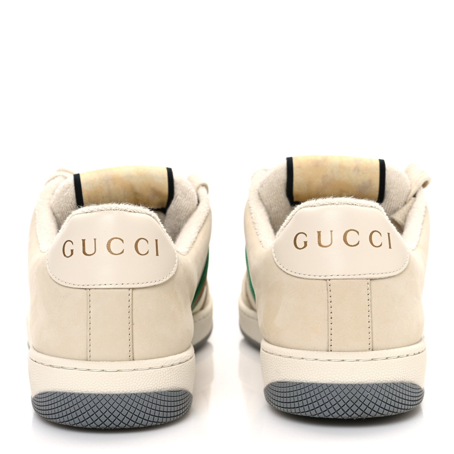 Gucci Nylon Nubuck Web Womens Screener Sneakers 40 Mystic White Dusty Milk 6 of 10