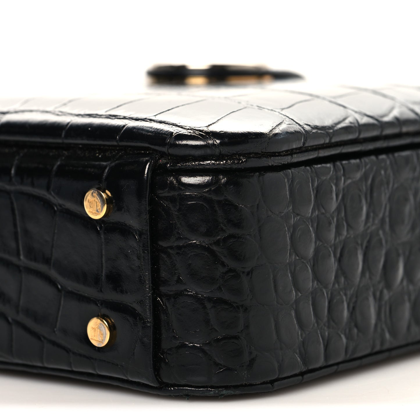 Calfskin Crocodile Embossed Bento Bag Black