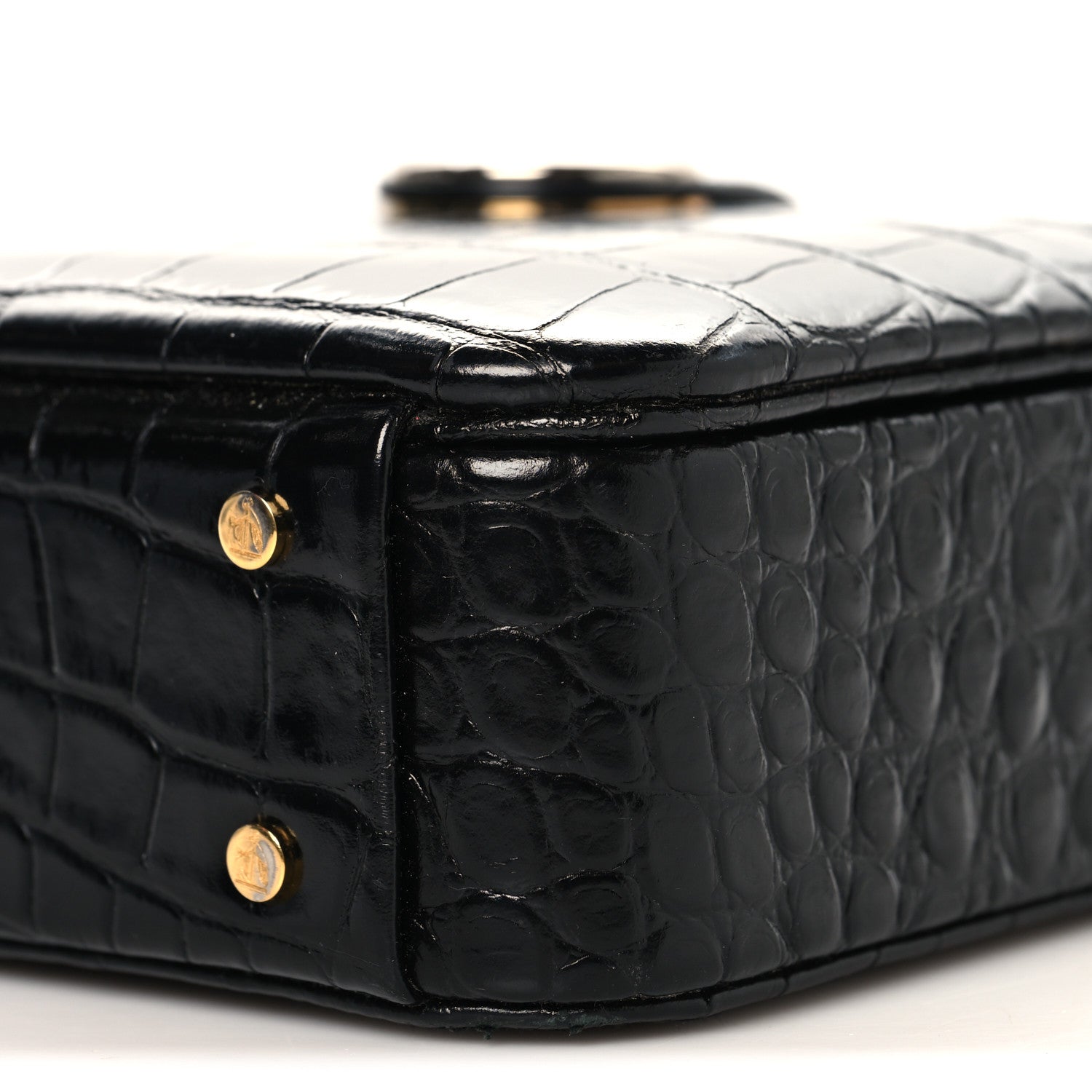 Lanvin Calfskin Crocodile Embossed Bento Bag Black 9 of 10