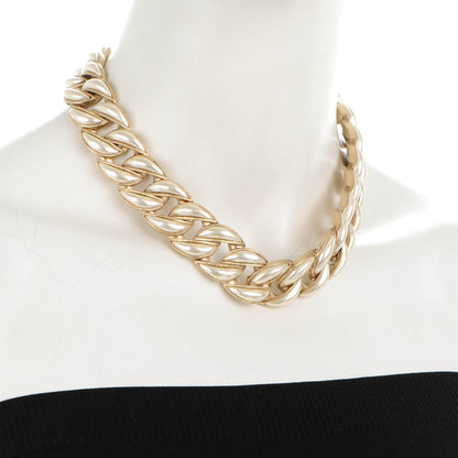 Chanel Pearl CC Chain Link Choker Necklace Gold 2 of 5