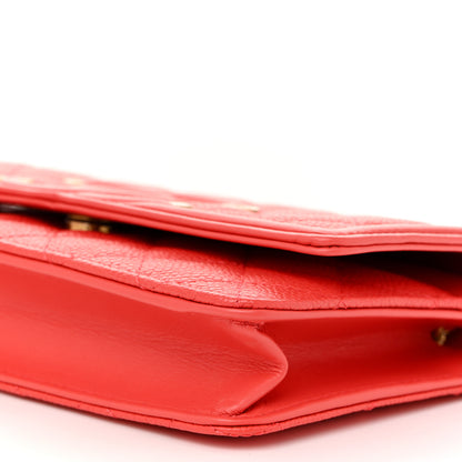 Chanel Caviar Quilted CC Filigree Wallet On Chain WOC Coral 11 of 12